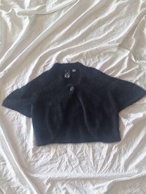 Nick And Mo Anthropolgie Anorga Rabbit Hair Blend Bolero Sweater Size S Black